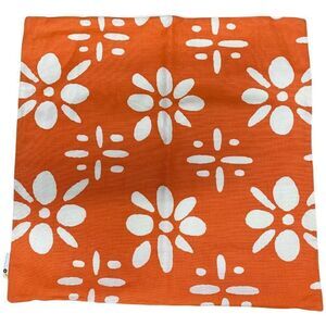 White Flowers On Orange Cottagecore Indoor Outdoor Throw Pillow Cover Case 19”